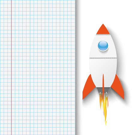 Checked paper with rocket. vector file.のイラスト素材