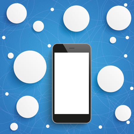Infographic with circles and smartphone on the blue background. vector file.のイラスト素材