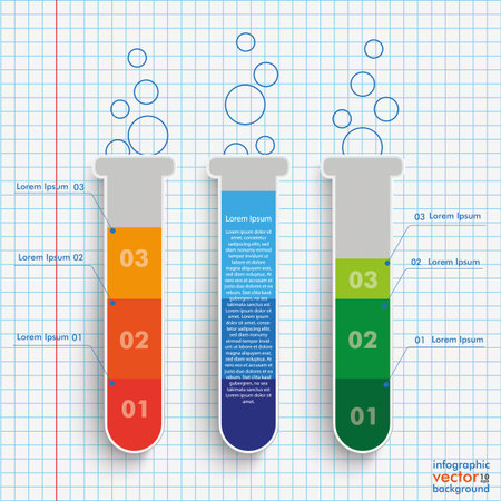 Infographic with lab tubes on the checked paper background. vector file.のイラスト素材