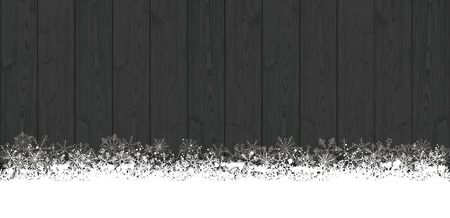 Snowflakes  on the dark wooden background.  vector file.のイラスト素材