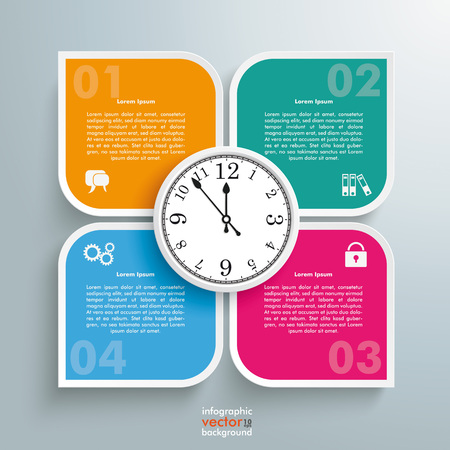 Template rectangles design with a clock on the grey background. vector file.のイラスト素材
