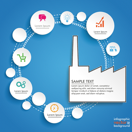 Infographic design with industry building on the blue background. Eps 10 vector file.のイラスト素材