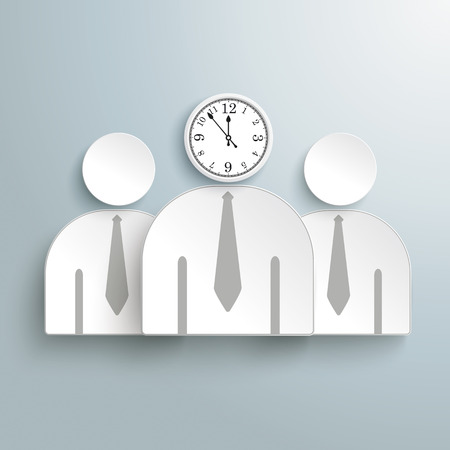 3 businessmen with a clock on the gray background. Eps 10 vector file.のイラスト素材
