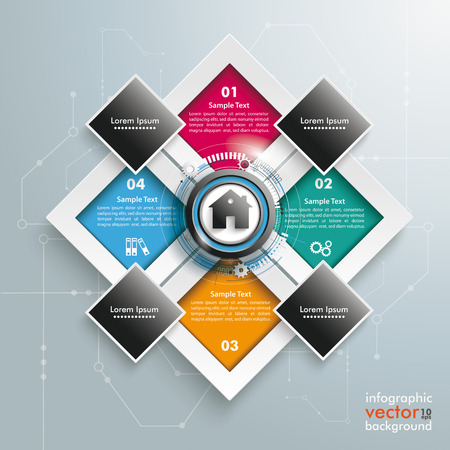 Template rectangles design with a house in the centre on the gray background. Eps 10 vector file.のイラスト素材