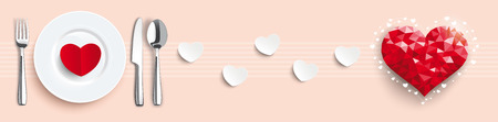 Header with hearts and silvery. Eps 10 vector file.のイラスト素材