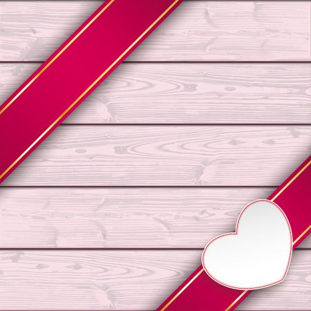 Double banner and heart on the wooden background. Eps 10 vector file.のイラスト素材