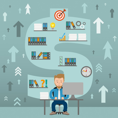 Businessman cartoon in the office. Eps 10 vector file.のイラスト素材