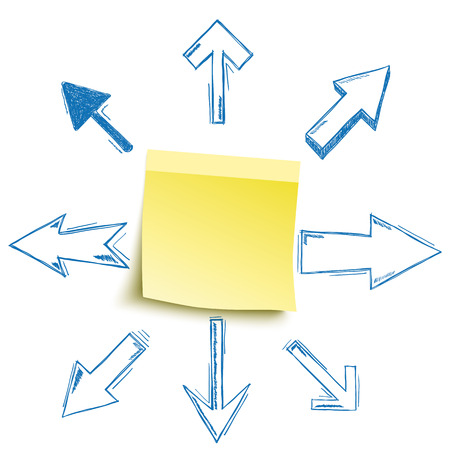 Yellow stick with arrows on the white background. Eps 10 vector file.のイラスト素材