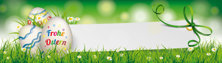 German text Frohe Ostern, translate Happy Easter. Eps 10 vector file.のイラスト素材