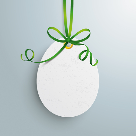 White price sticker egg with green ribbon.  Eps 10 vector file.のイラスト素材