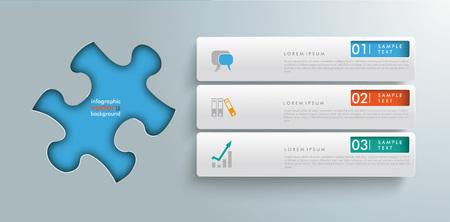 Puzzle hole with 3 tabs on the gray background. Eps 10 vector file.のイラスト素材