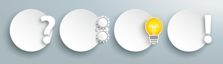 Circles with question, gears, idea bulb and exclamation mark. Eps 10 vector file.のイラスト素材