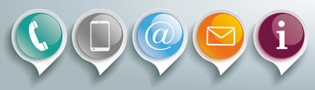 Contact icons with glossy speech bubbles on the gray background. Eps 10 vector file.のイラスト素材