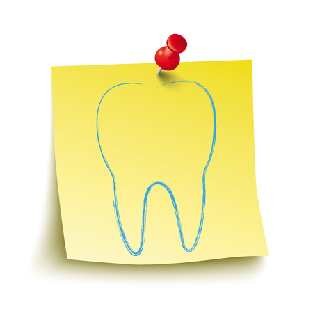 Yellow stick with red pin and blue tooth.のイラスト素材