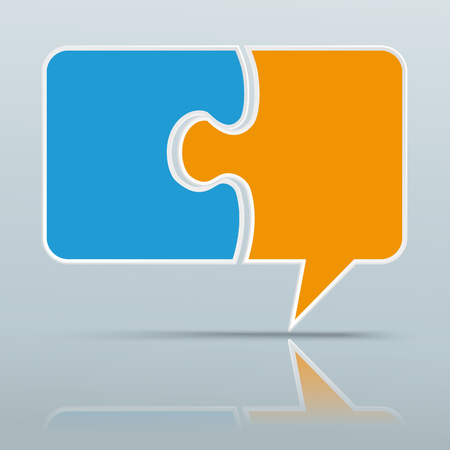Paper speech bubble puzzle on the gray background. Eps 10 vector file.のイラスト素材
