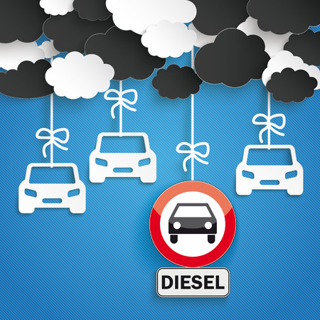 Paper clouds with car stickers.のイラスト素材