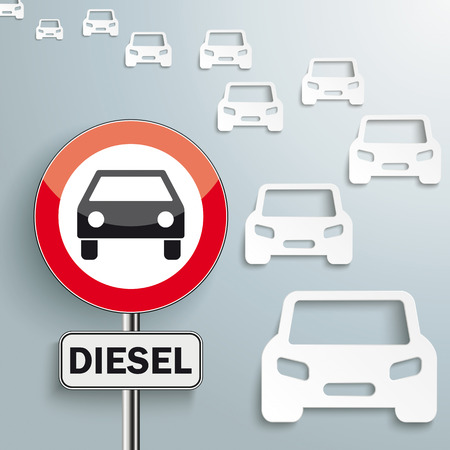 Cover with cars and sign no diesel cars.のイラスト素材
