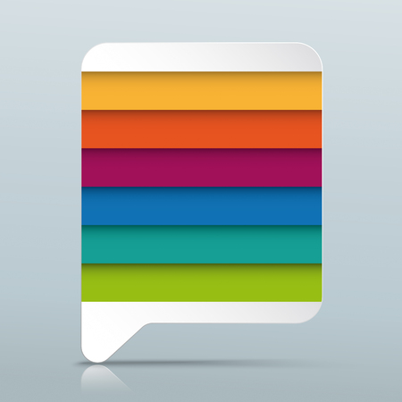 Colored rectangle paper speech bubble with 6 options on the gray background. Eps 10 vector file.のイラスト素材