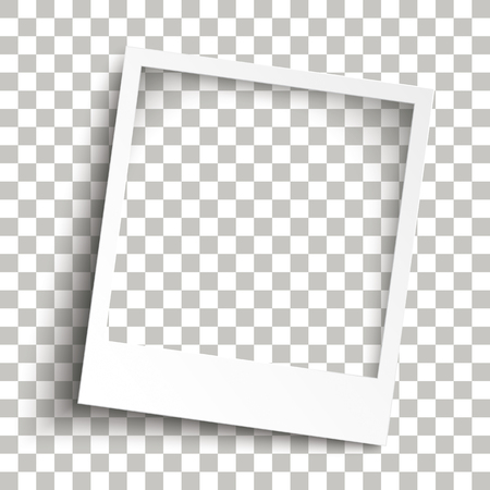 Instant photo frame with transparent shadows on the checked background. Eps 10 vector file.のイラスト素材