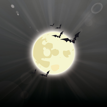 Full moon dark night sky design illustration.のイラスト素材