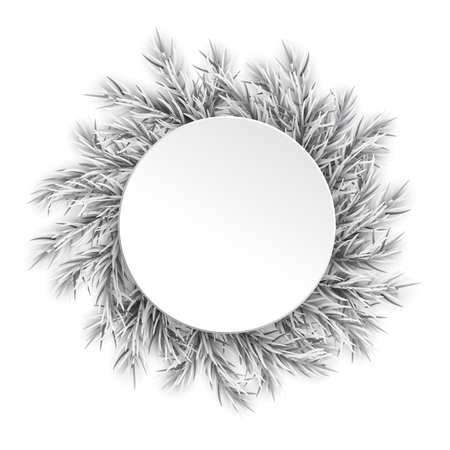 Frozen twigs with white circle on the white background. Eps 10 vector file.のイラスト素材