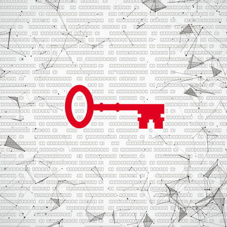 Abstract background with connected dots, key and bits. Eps 10 vector file.のイラスト素材
