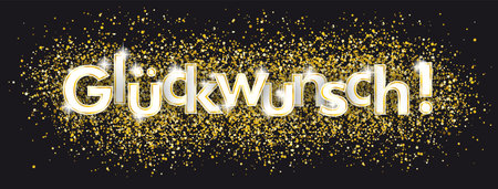 German text "Glueckwunsch", translate "congratulation". Eps 10 vector file.のイラスト素材