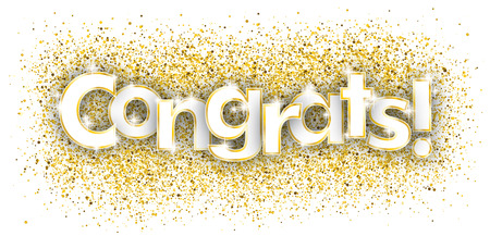 Confetti with golden Congrats text. vector file.のイラスト素材