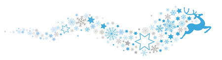 Snowflakes, reindeer and stars on the white background vector file.のイラスト素材