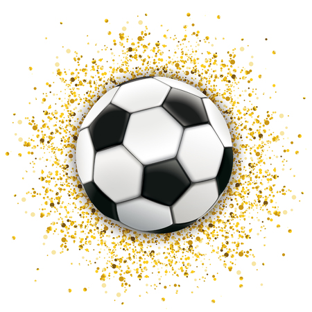 Football with golden particles confetti on the white background.のイラスト素材