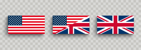 Flag of the USA and UK on the checked background. Eps 10 vector file.のイラスト素材