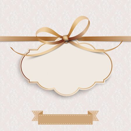 Classic wallpaper with noble ornaments, emblem, ribbons and golden frame. Eps 10 vector file.のイラスト素材