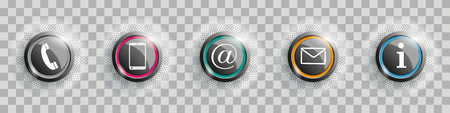 Contact buttons with halftone on the checked background. Eps 10 vector file. のイラスト素材