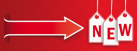 Price sticker with arrow and the text New. Eps 10 vector file.のイラスト素材