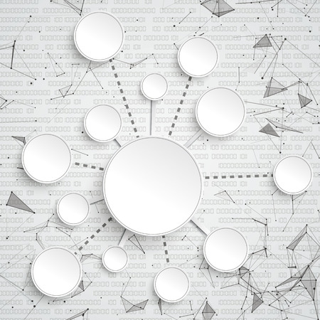 Abstract background with circles, connected dots and data vector file.のイラスト素材