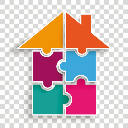 Puzzle of house on the checked background vector file.のイラスト素材