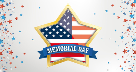 Header with golden star and the US-Flag for the Memorial Day.のイラスト素材