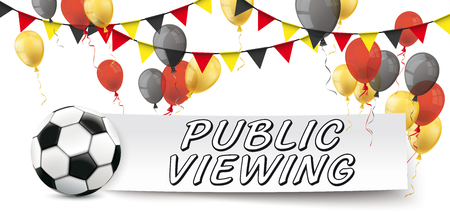 Football with balloons in german colors and text Public Viewing. Eps 10 vector file.のイラスト素材