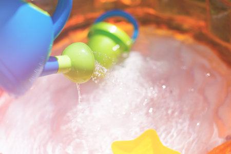 Colorful baby pool in the garden.