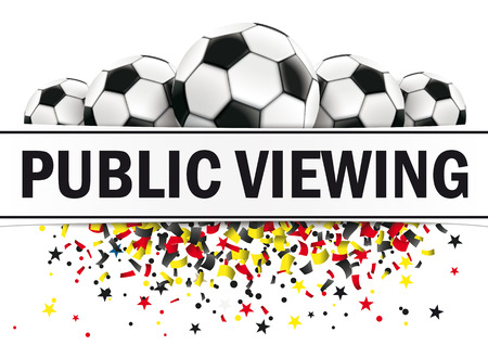 Paper banner with classic footballs german national colors and text Public Viewing on the white. Eps 10 vector file.のイラスト素材