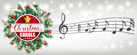 Banner with advent wreath and text Christmas Carols. Eps 10 vector file.のイラスト素材