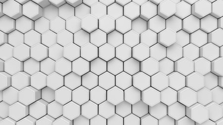 White hexagon structure background. 3d illustration.