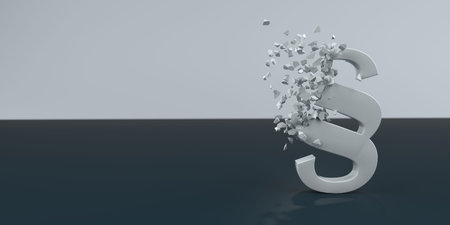 Exploding white paragraph on the table. 3d illustration.