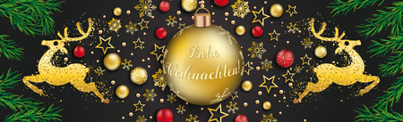 German text Frohe Weihnachten, translate Merry Christmas. Eps 10 vector file.のイラスト素材