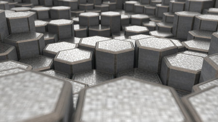 Futuristicl hexagon structure background. 3d illustration.の写真素材