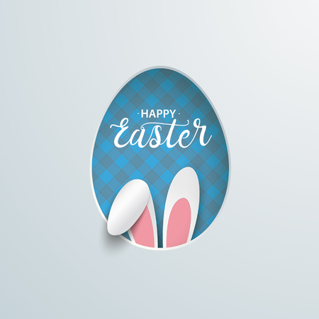 Happy easter cover with easter egg hole and hare ears. Eps 10 vector file.のイラスト素材