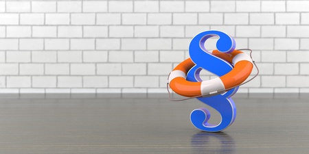 A paragraph with life preserver on the table. 3d illustration.の写真素材