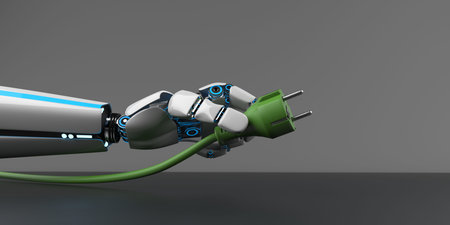Green energy with robotic. 3d illustration.