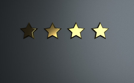 4 golden star on the dark background.