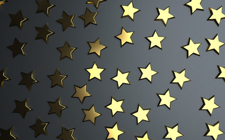 Golden star on the dark background. 3d illustration.